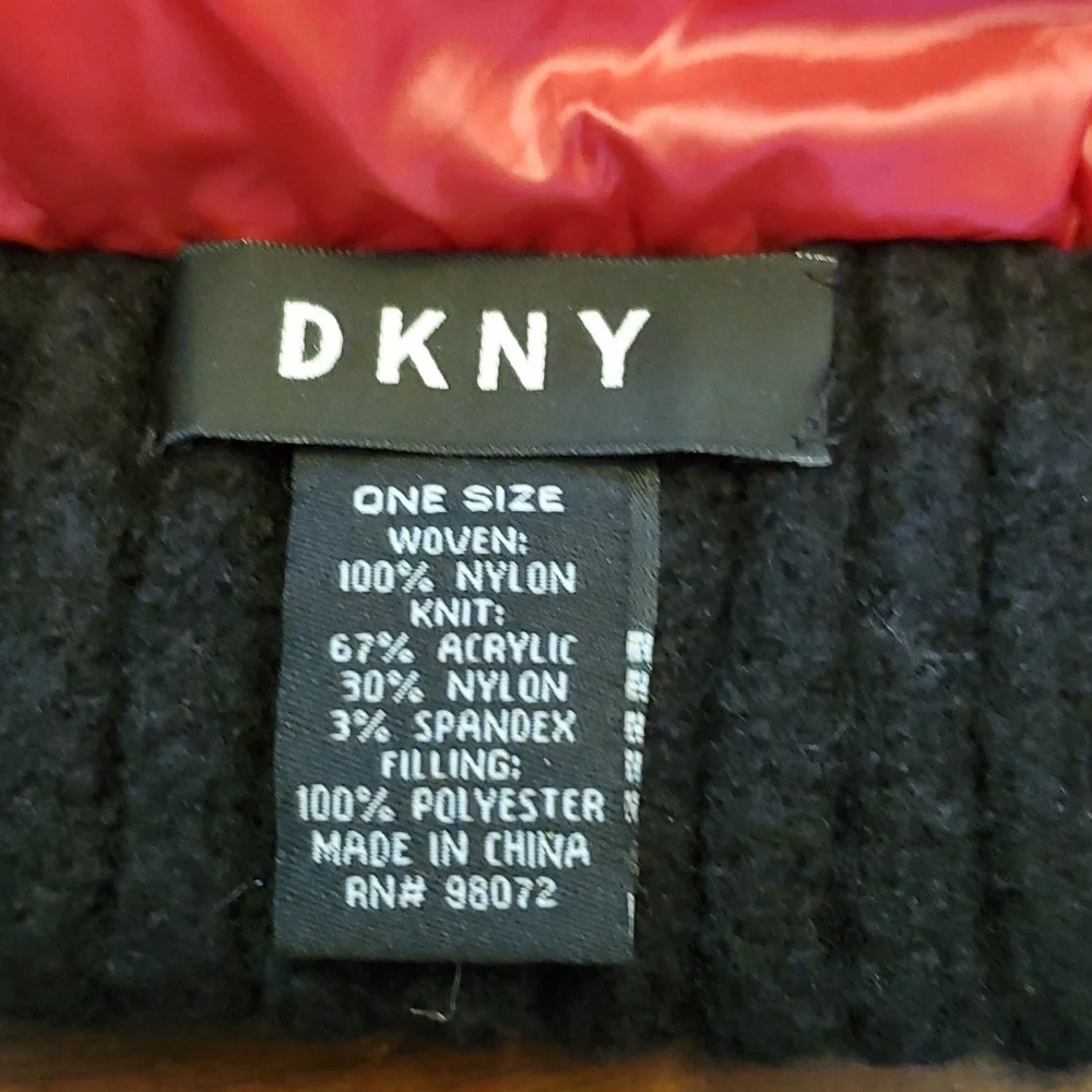 DKNY Quilted Puffer Scarf Hot Pink